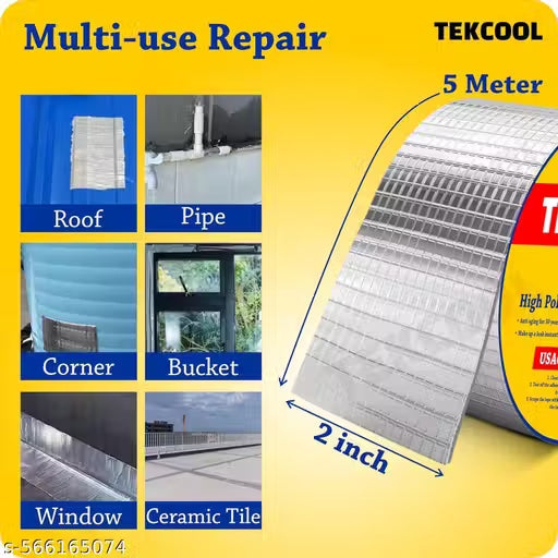 (Pack of 1) 4 Inch Leakage Repair Waterproof Tape for Pipe Leakage Water Leakage Solution Aluminium Foil Tape Waterproof Adhesive Tape, Surface Crack, Outdoor Roof Repair Tape