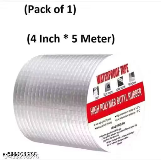 (Pack of 1) 4 Inch Leakage Repair Waterproof Tape for Pipe Leakage Water Leakage Solution Aluminium Foil Tape Waterproof Adhesive Tape, Surface Crack, Outdoor Roof Repair Tape